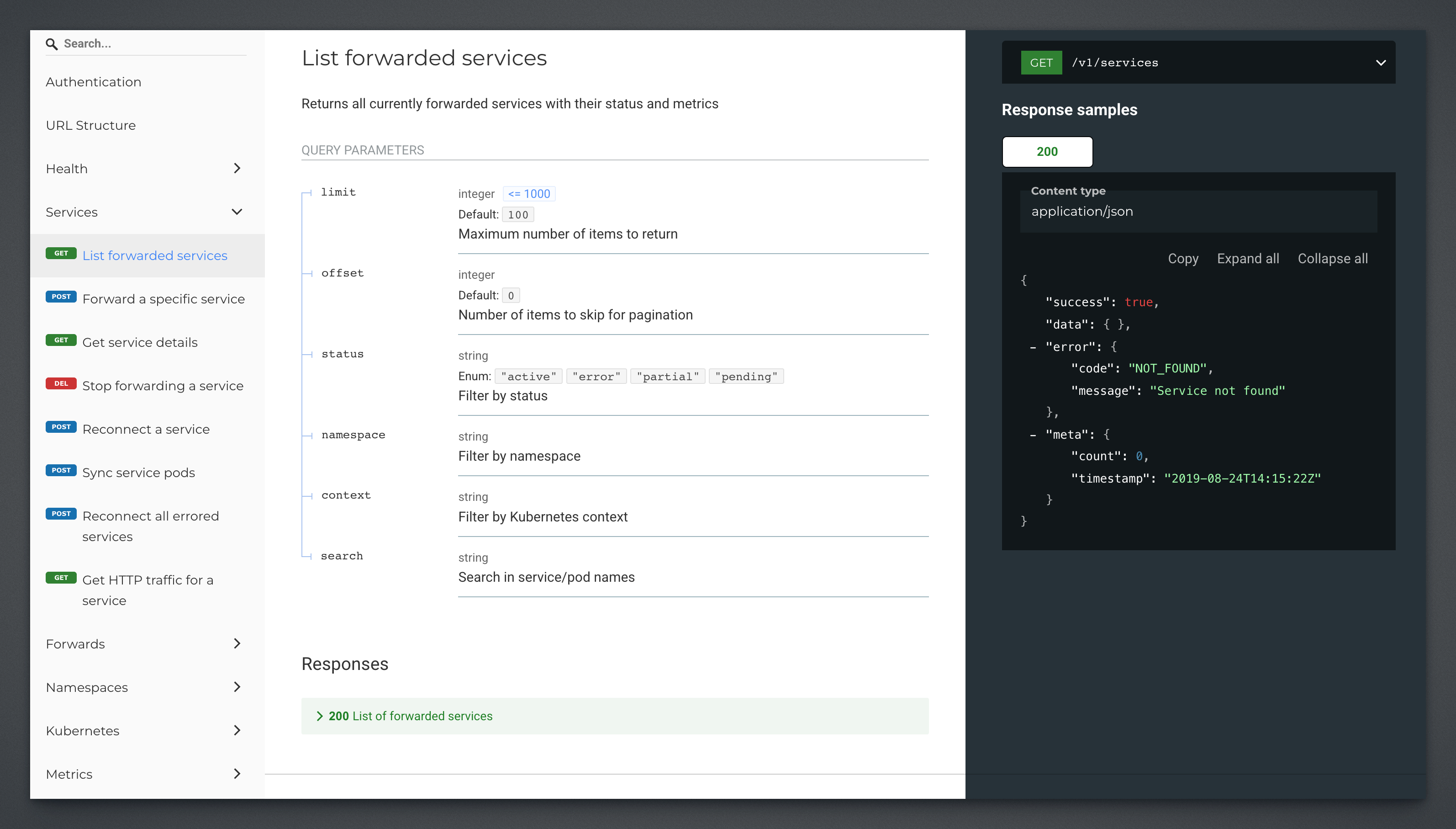 kubefwd API documentation