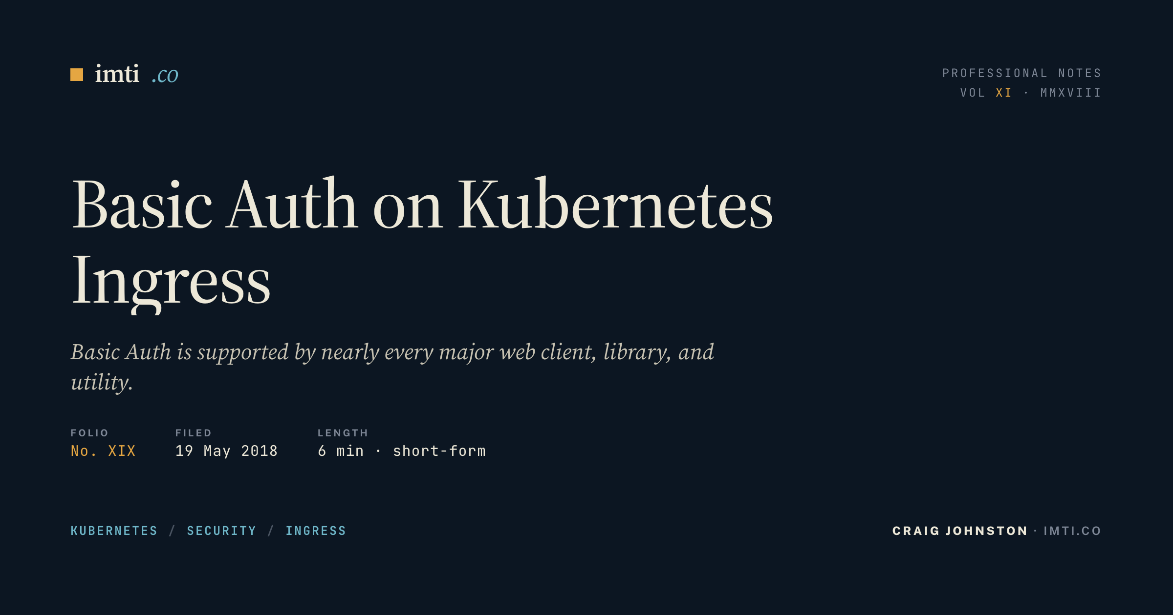 Basic Auth on Kubernetes Ingress - IMTI